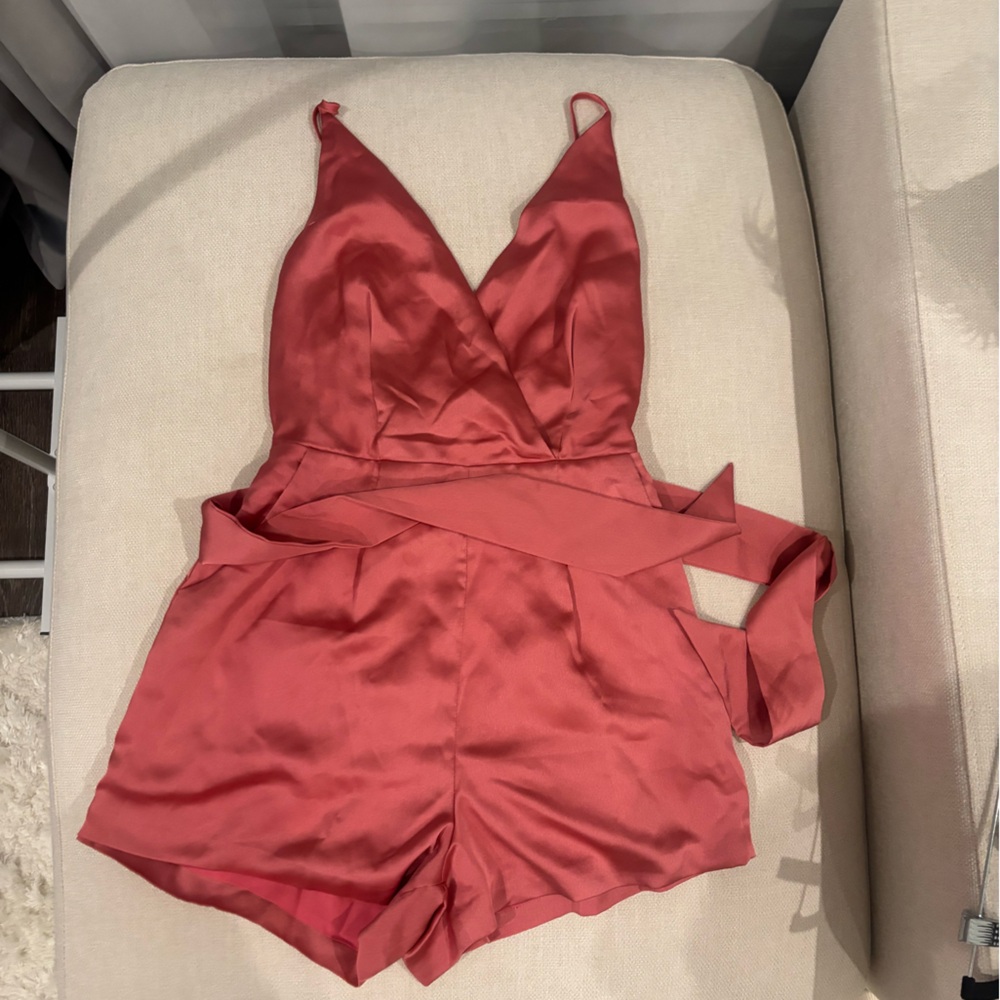 NWT Pink Satin Romper from Ruby & Jenna
